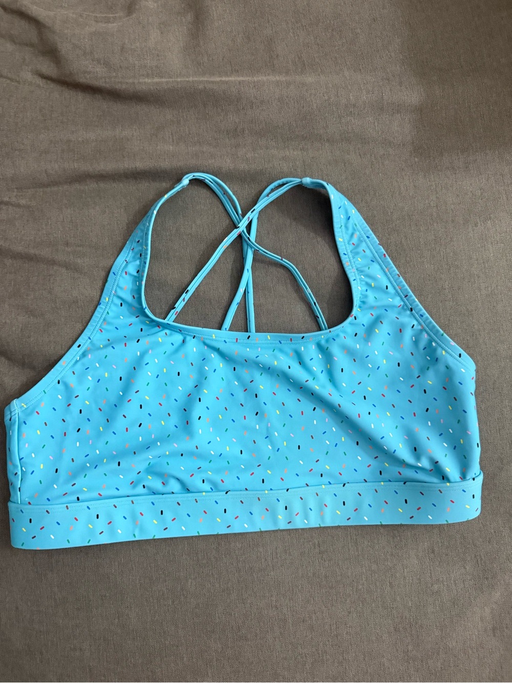 Humankind Aqua Blue Strappy Bikini Top with Multicolor Sprinkles